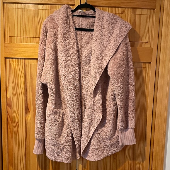 American Blues Hem & Thread Cozy Sherpa Jacket in Dusty Lilac - Picture 4 of 6